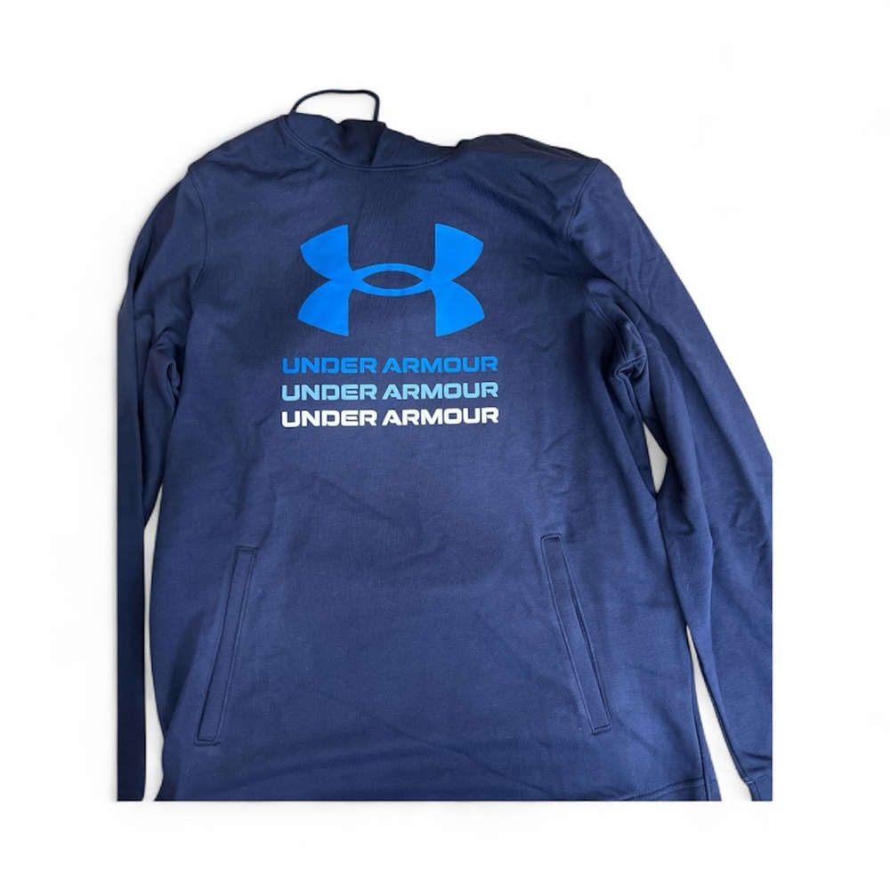 Under Armour Navy Blue Hoodie with large logo NWT Large Tall